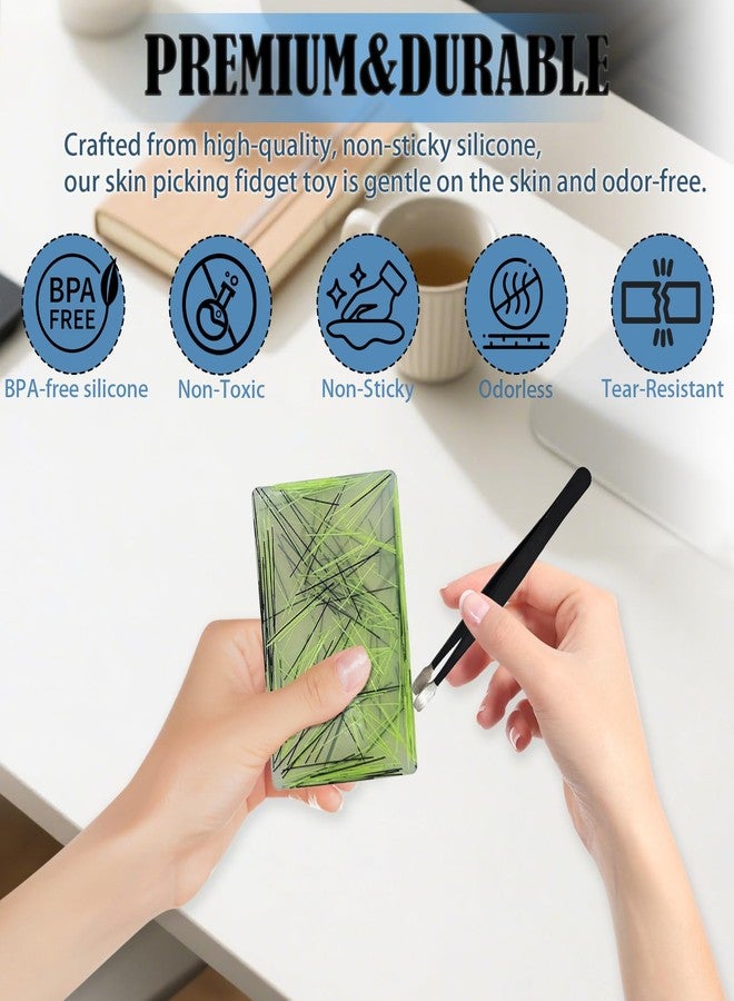 Ldmfcpa 3-Pack Skin Picking Fidget Toys, Silicone Sensory Picky Pad with Tweezer, Portable Pimple Popper Toy for Adults, Hair Pulling Fidget Toys for Anxiety, ADHD, Dermatillomania or Trichotillomania - Image 3